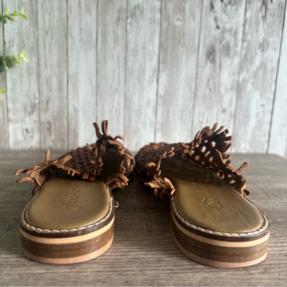 Free People Brown Leather Braided Woven Mules 7 - Picture 3 of 6